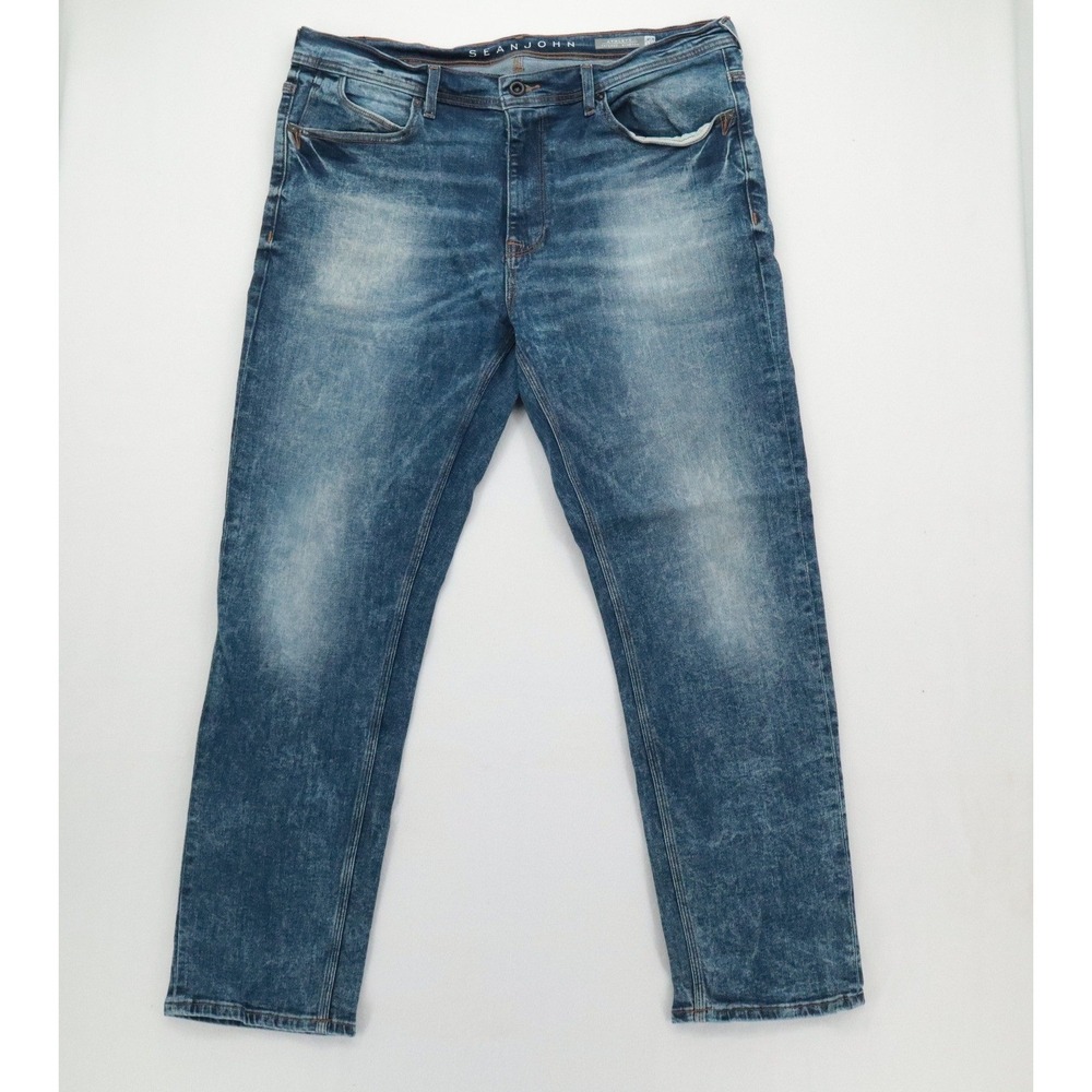 Sean John Athlete Tapered Stretch Jeans Mens 38x32 Blue Denim Medium Wash Pants